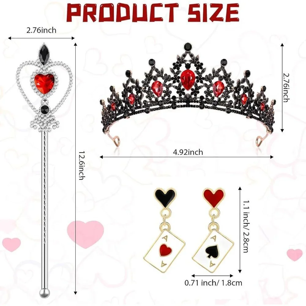 Halloween Queen Costume Set Includes Crown Earrings Scepter Stickers for Women